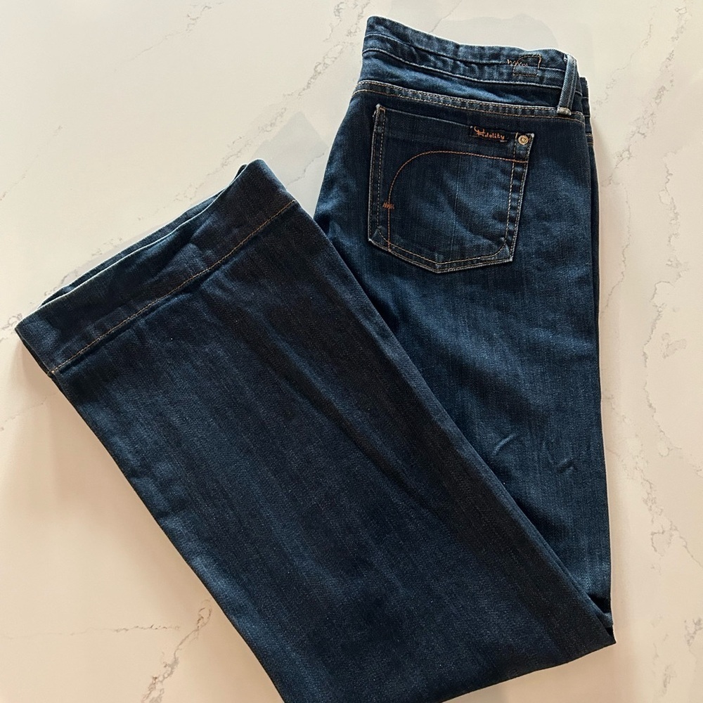 Fidelity Denim Hyacinth Wide leg Low Rise Trouser Jeans Dark Wash W32 L32